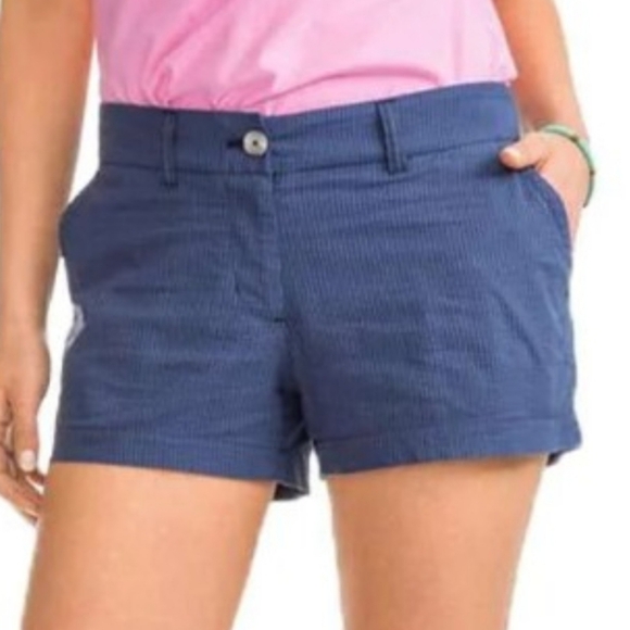 Southern Tide Pants - NWT Southern Tide “Leah” 3″ Seersucker Shorts – Boat Blue – Size 8